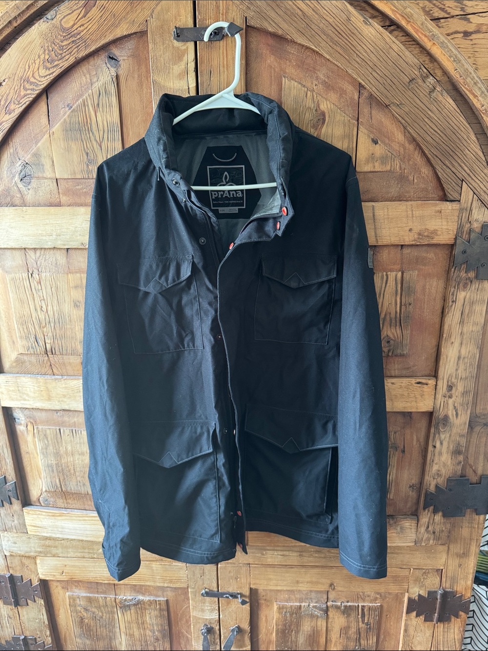 Prana Men's Black Military Field Jacket with Hooded Liner